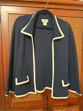 Talbots Navy Jacket with White Contrast Trim